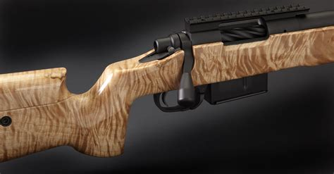 Curly maple rifle stock on precision field rifle